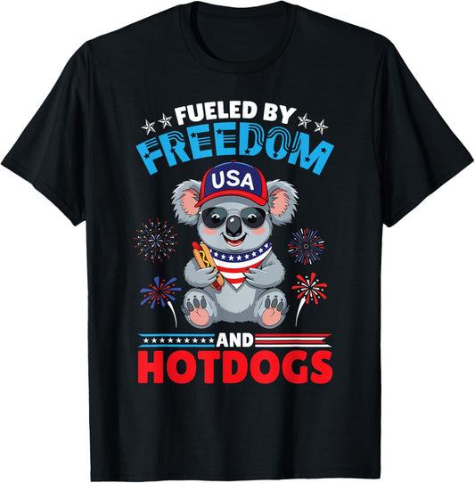 Koala American Fueled by Freedom And Hotdogs 4th Of July Day T-Shirt