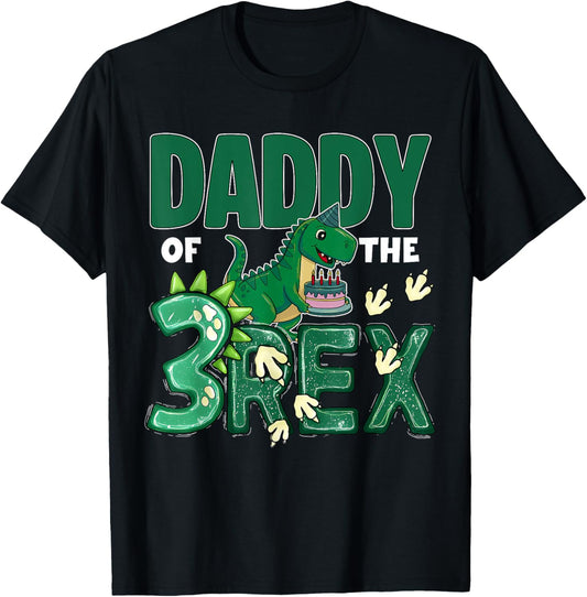 Daddy Of The Three Rex Birthday Dinosaur 3 Rex Youth Boy Kid T-Shirt