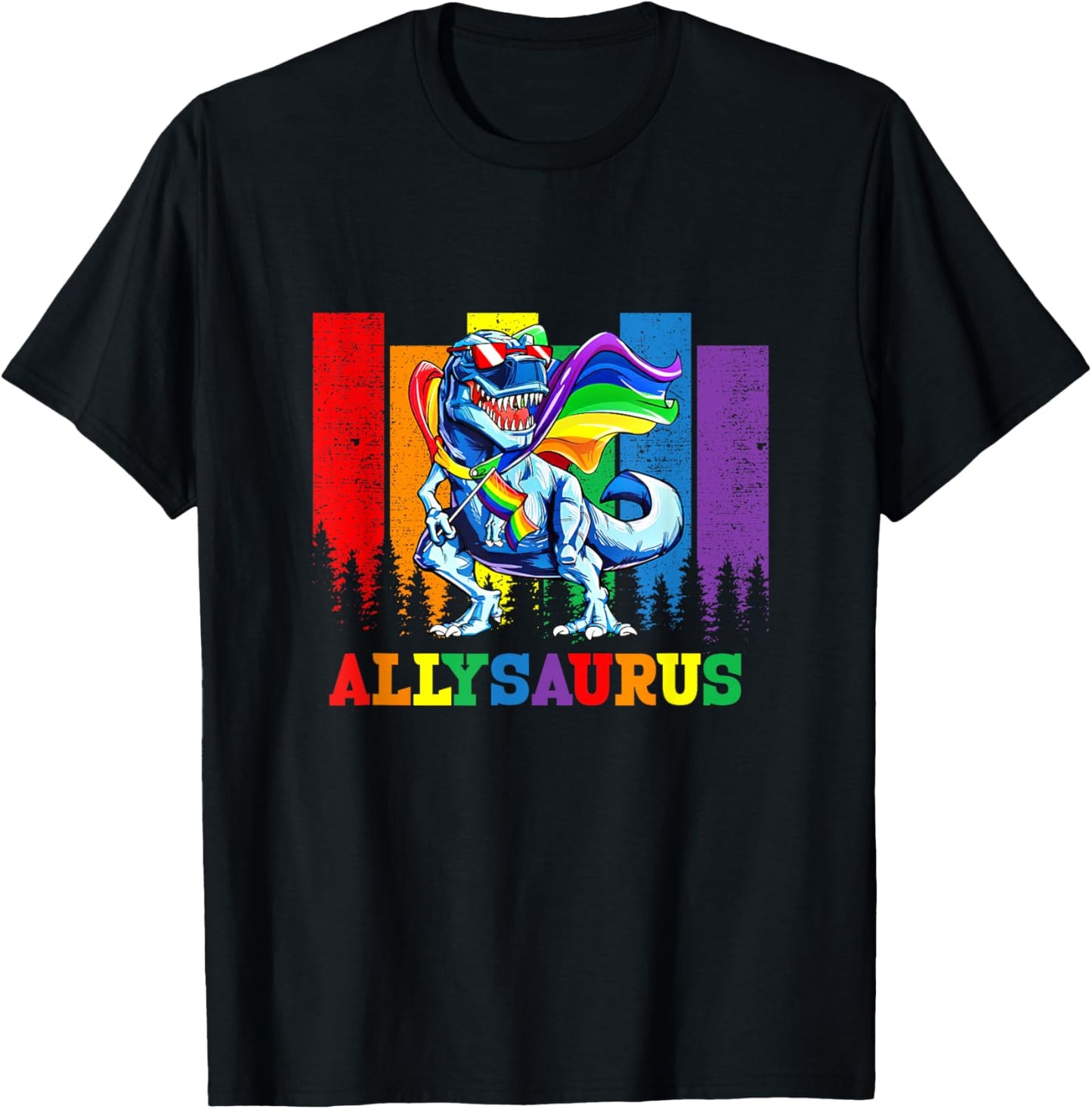 Dinosaur Rainbow Flag Ally LGBT Allysaurus LGBT Pride T-Shirt