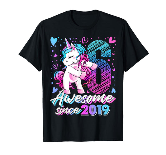 6 Year Old Unicorn Gifts For Girls 6th Birthday Girl Party T-Shirt