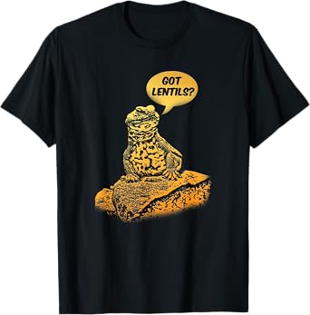 Thorn Tailed Reptile & Uromastyx Lizard Gift Got Lentils Funny Uromastyx Dabb Lizard Cute Agama Unisex-Adults Black T-Shirt Small