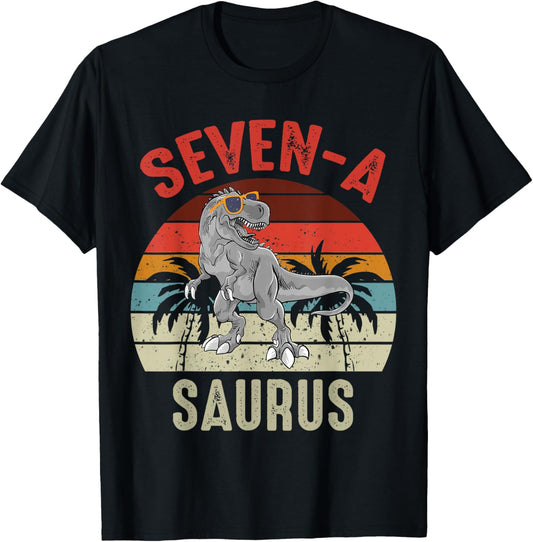 7 Years Old 7th Birthday Boy Seven A Saurus Dinosaur Lover T-Shirt