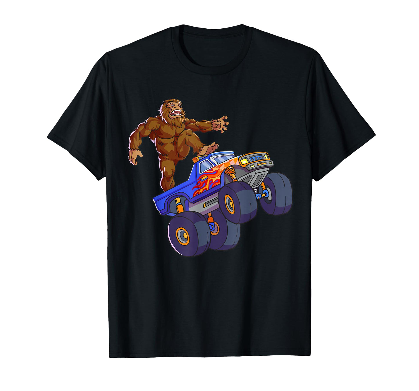 Bigfoot Riding Monster Truck Funny Sasquatch Monster Truck T-Shirt