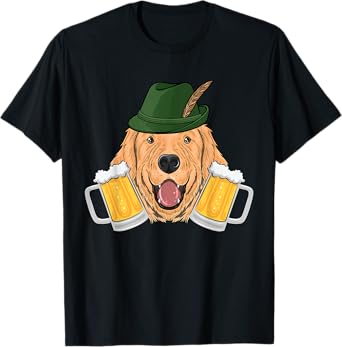 Golden Retriever Dog Oktoberfest Cute Puppy German Bavarian T-Shirt