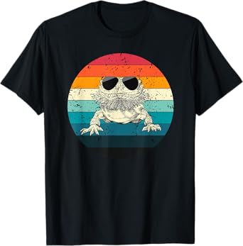Retro Vintage Bearded Dragon Sunglasses Reptile Animal Lover T-Shirt