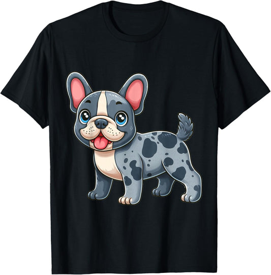 Adventures of a Merle French Bulldog: Playful Cartoon T-Shirt