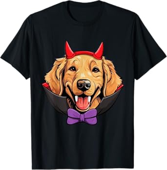 Golden Retriever Dog Vampire Halloween Costume Men Women Kids T-Shirt