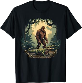 Funny Bigfoot Alligator Walking Pet Sasquatch Crocodile Love T-Shirt