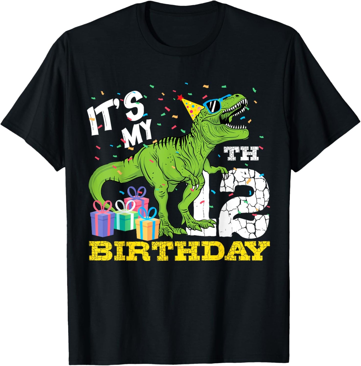It's My 12th Birthday T-Rex Dinosaur Dino12 Year Old B-Day T-Shirt