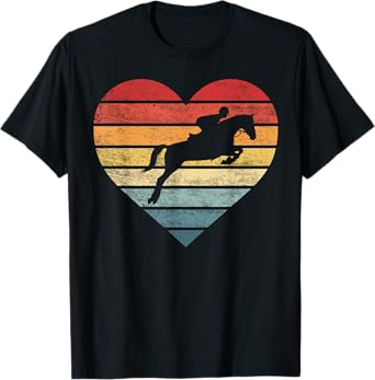 Retro Sunset Horse Lover Rider Equestrian Horseman Gifts T-Shirt