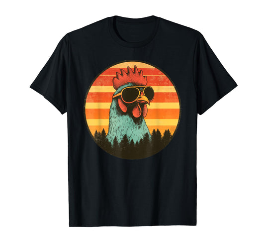 Vintage Chicken Wearing Sunglasses Retro T-Shirt