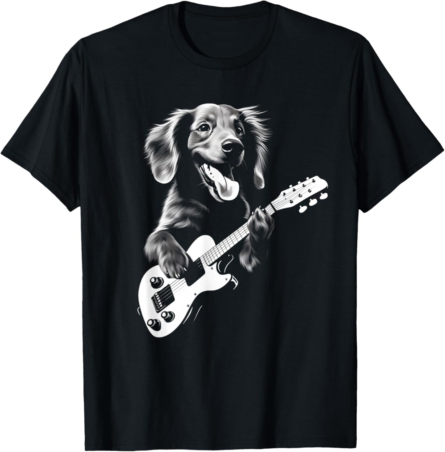 Dachshund Playing Guitar - Funny Guitar Dog T-Shirt