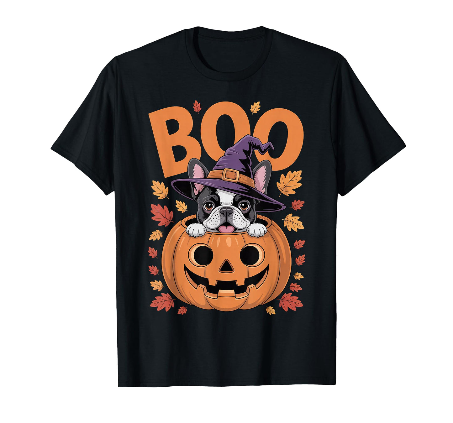 Frenchie Costume on Pumpkin Halloween French Bulldog T-Shirt