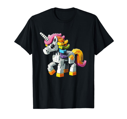 Block Building Unicorn Lover Master Builder Bricks T-Shirt