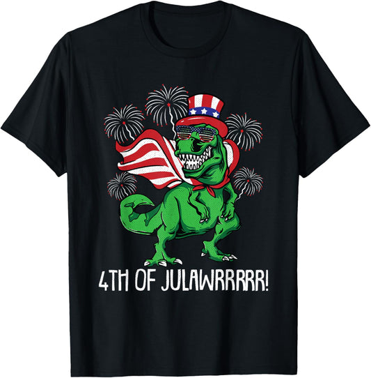 T-Rex American Flag 4th Of July Funny Rawr Patriotic Dino T-Shirt