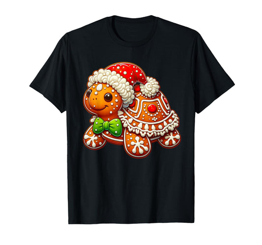 Cute Turtle Lovers Christmas Outfits Boy Girl Funny Gingerbread Man Turtle Christmas Womens Mens Kids T-Shirt