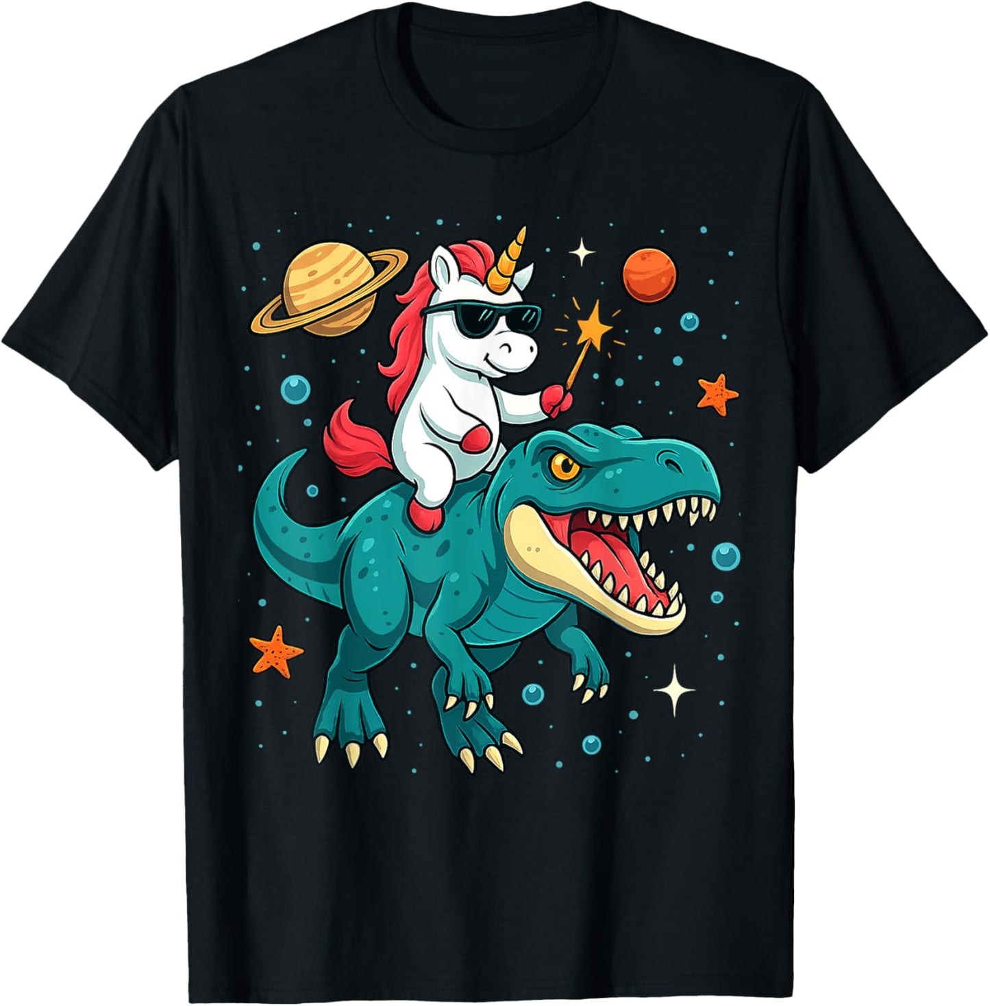 Funny Unicorn Riding Dinosaur T Rex For Boys And Girls T-Shirt