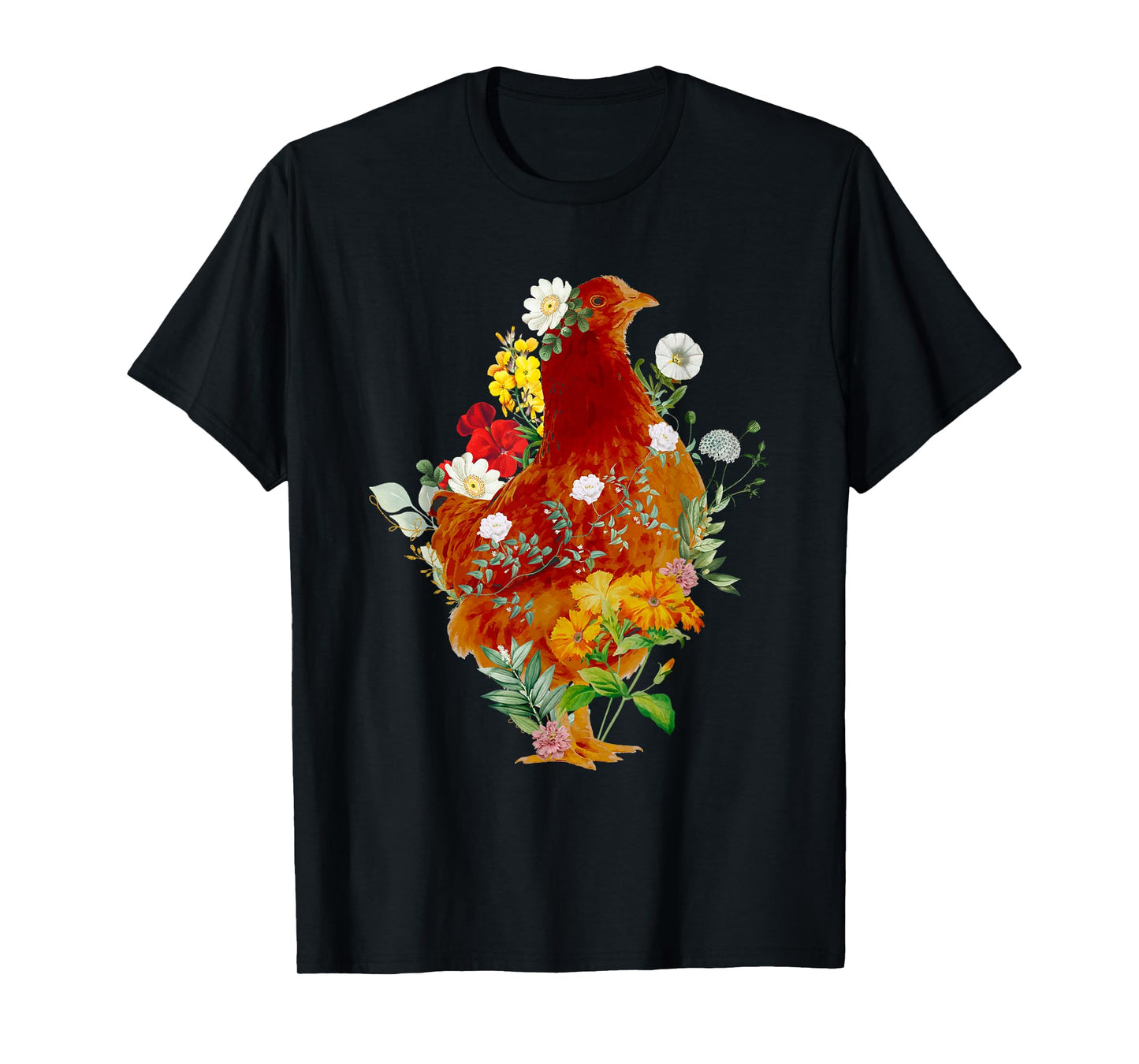 Cute Chicken Vintage Floral Botanical Flower Garden Tea T-Shirt
