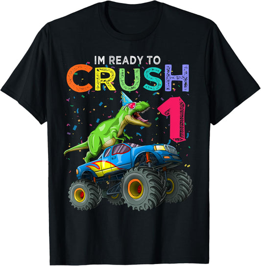 Dinosaur T-Rex Monster Truck 1st Birthday 1 yr old Bday Gift T-Shirt