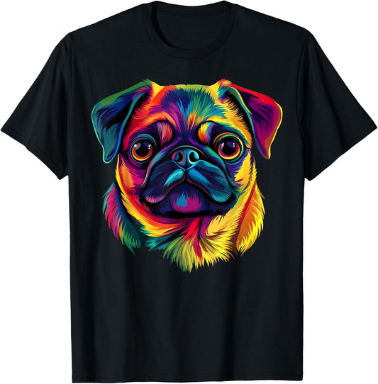 Pug Lover Cute Colorful Pug Puppy Dog Face For Men Women T-Shirt
