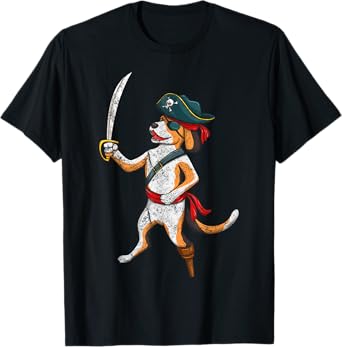 Vintage Pirate Dog Funny Puppy With Sword Halloween Costume Men Women Kids T-Shirt