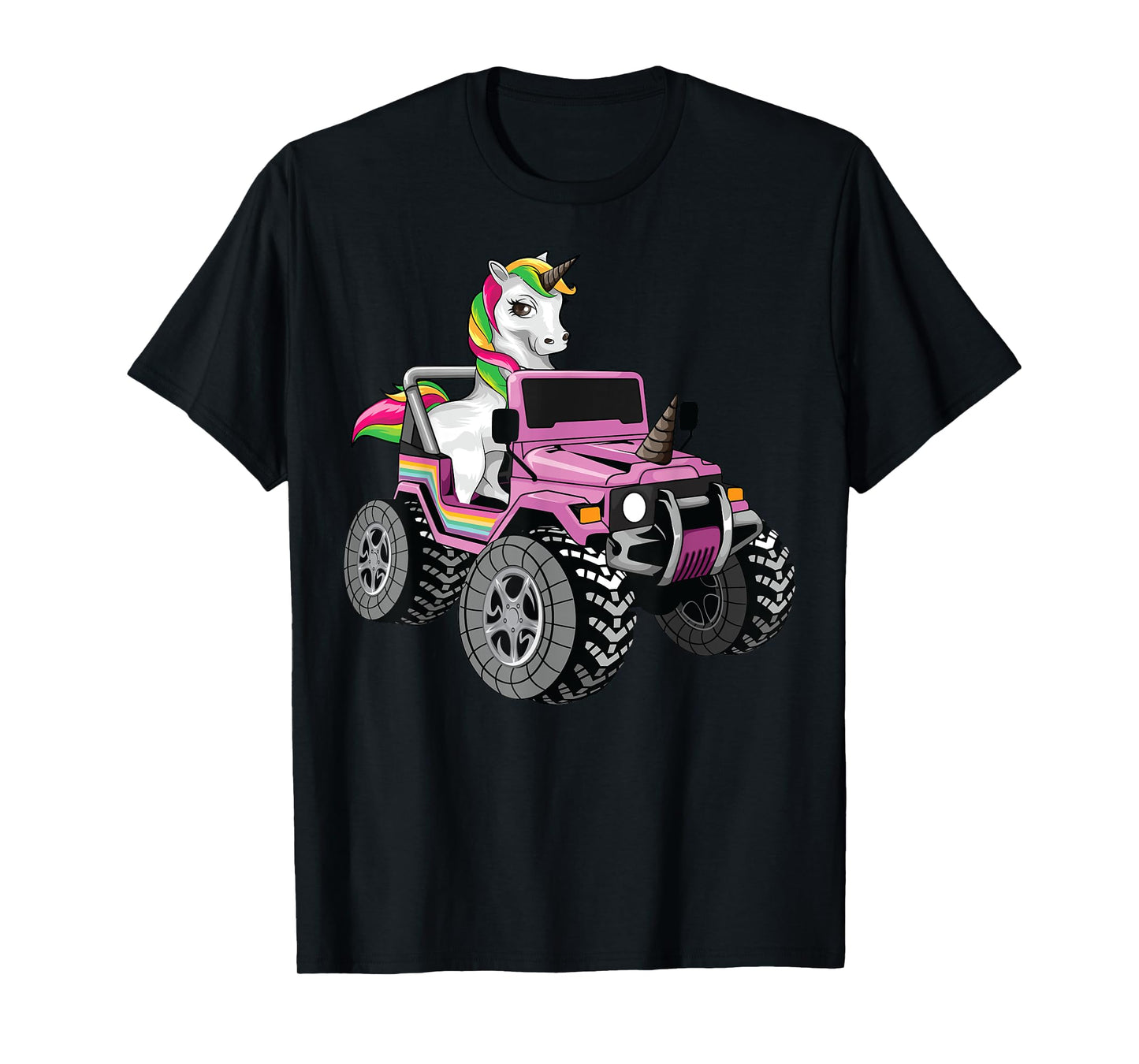 Funny Unicorn Monster Truck Gift For Girls Cool Pink Party T-Shirt
