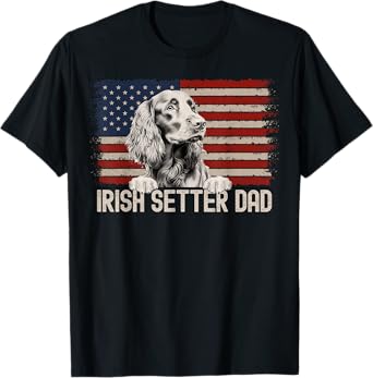 Best Dog Dad Ever American Flag - Irish Setter Dad T-Shirt