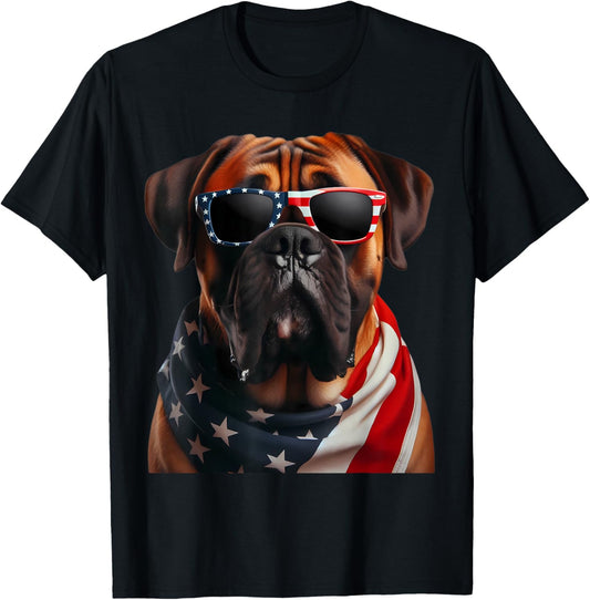 Bullmastiff Dog 4th Of July American Incependence Day Owner T-Shirt