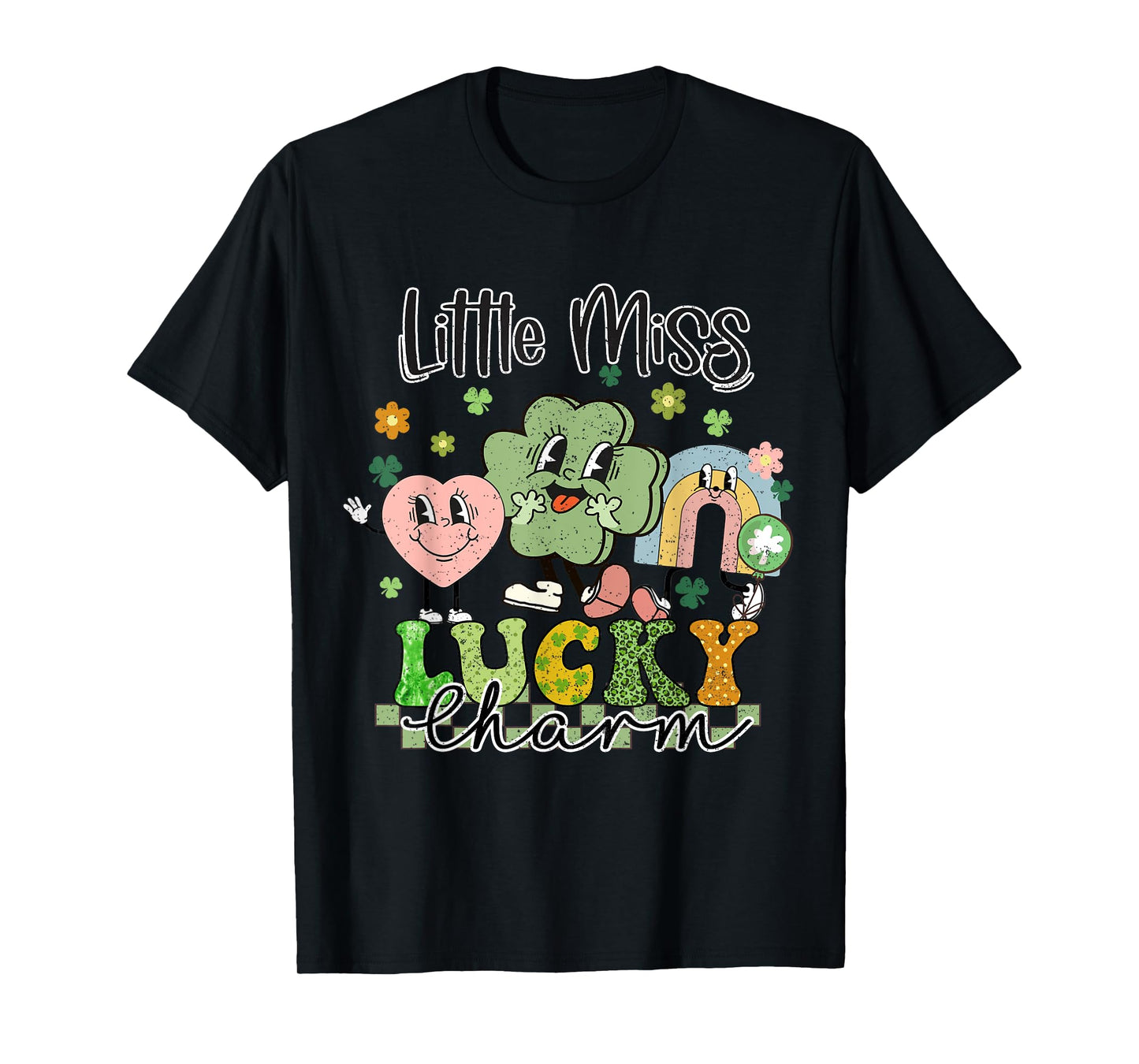 Retro Groovy Little Miss Lucky Charm St Patrick's Day T-Shirt