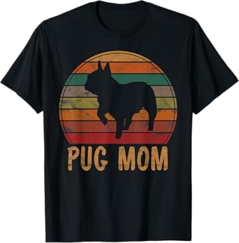 Retro Pug Mom Gift Puggle Dog Owner Mother Pet Mama T-Shirt for Men Women Kids