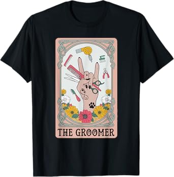 Funny Tarot Card Pet Grooming Dog Groomer Girl Women T-Shirt