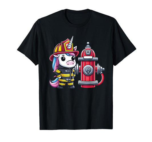 Firefighter Unicorn Fire Hydrant Fireman Kids Firefighting T-Shirt