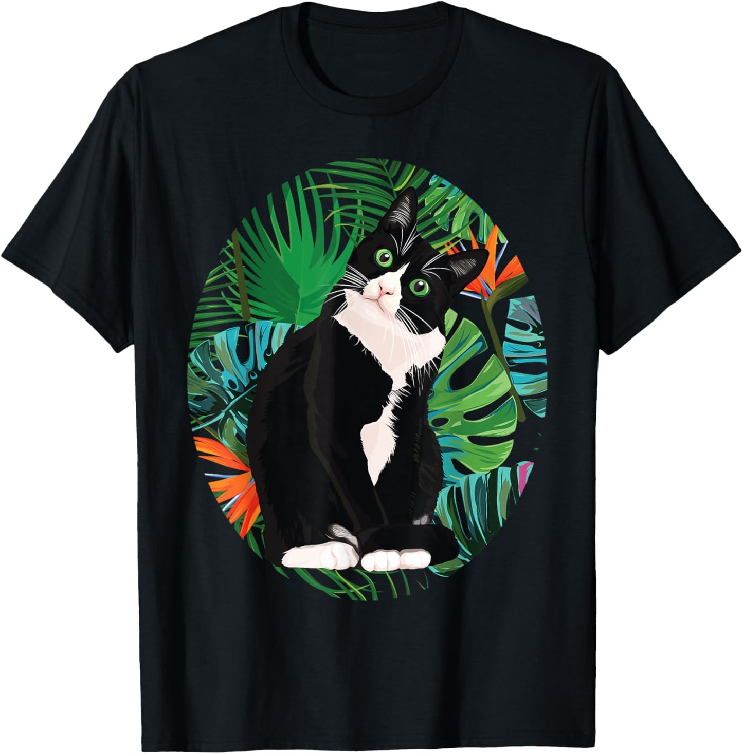 Hawaiian TShirt Tuxedo Cat Tropical Gift Animal Lovers T-Shirt