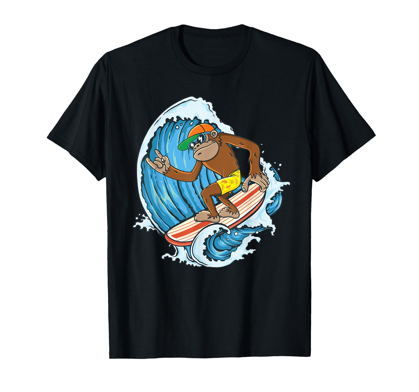 Retro Surfboard Boys Kids Surfboarders Cute Surfing Monkey T-Shirt