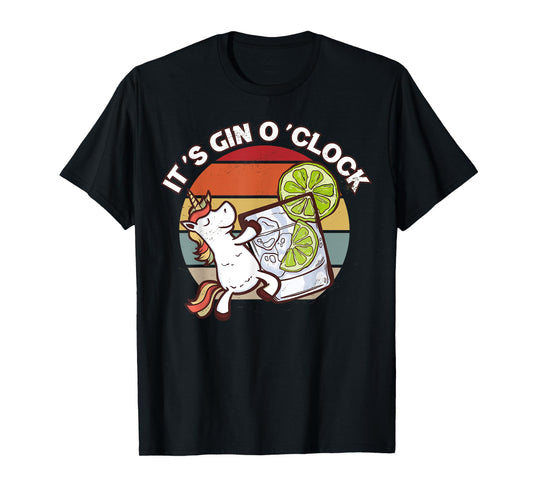 It's Gin O'Clock Cocktail Sunset Unicorn Gin and Juice T-Shirt