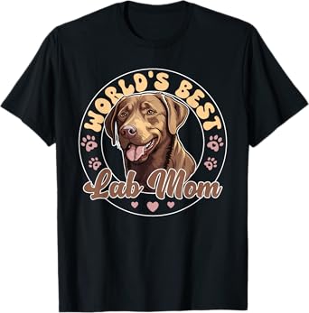 Retro Lab Dog Tees Labrador Retirever Groovy World's Best Chocolate Lab Mom T-Shirt