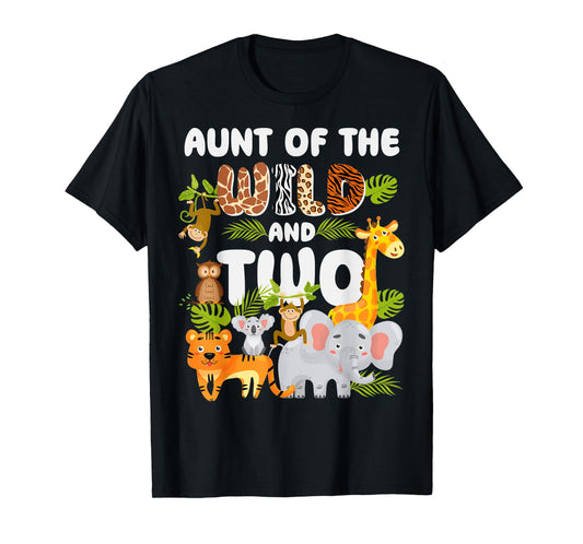 Aunt of the Wild Two Zoo 2nd Birthday Safari Jungle Animal T-Shirt
