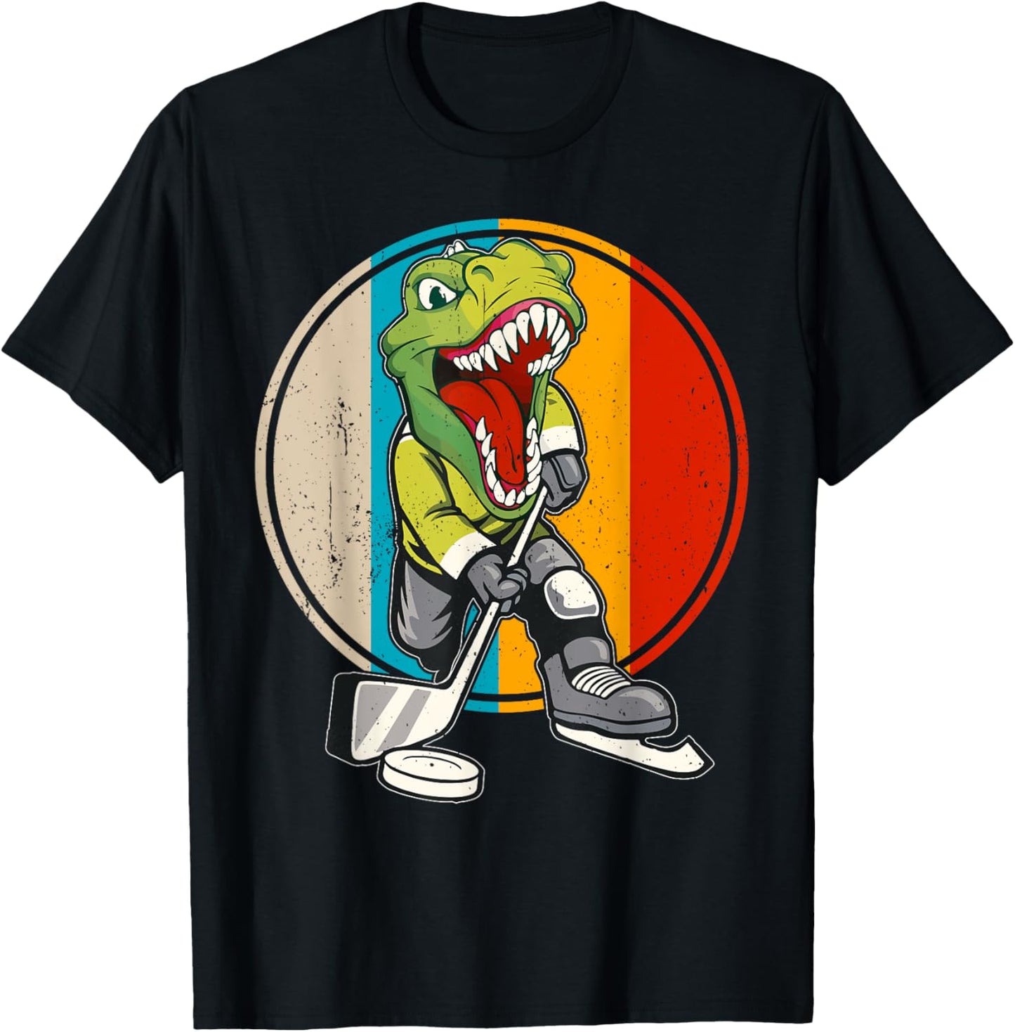 Dinosaur Hockey Stick Puck, TRex Ice Player For Kids Adult T-Shirt