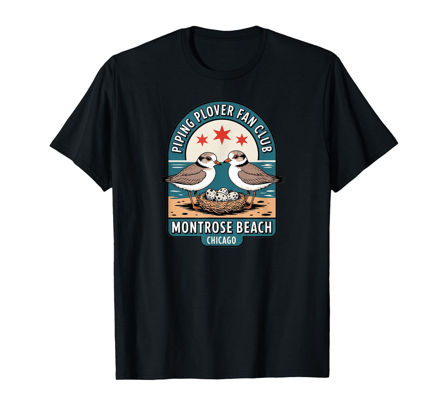 Piping Plover Fan Club - Montrose Beach Chicago Birds T-Shirt