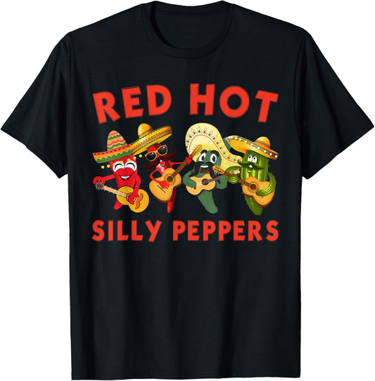 Funny Red Hot Silly Peppers Cute Parody Retro T-Shirt