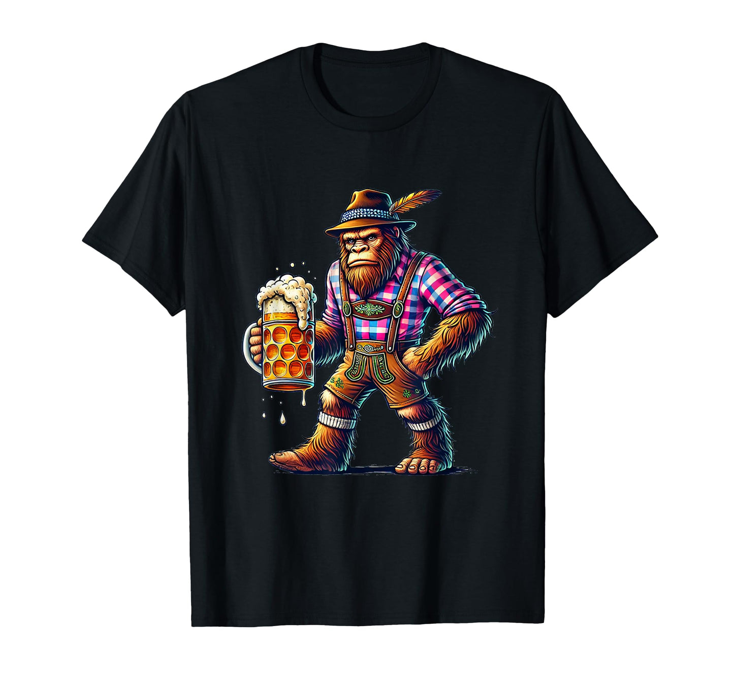 German Bigfoot Sasquatch Lederhose Funny Oktoberfest 2025 T-Shirt