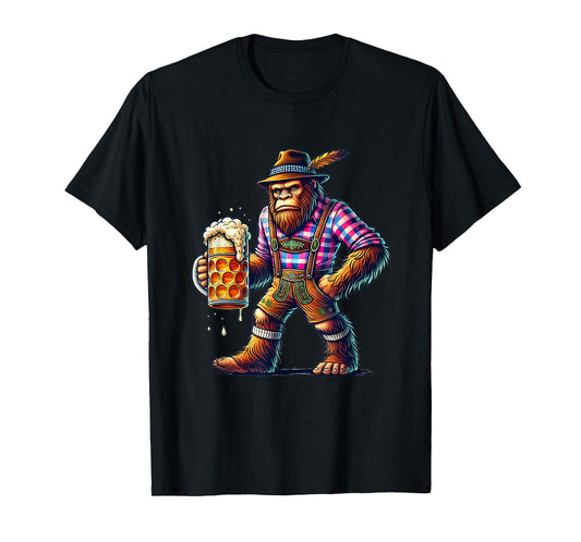 German Bigfoot Sasquatch Lederhose Funny Oktoberfest 2025 T-Shirt