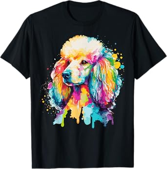 Watercolor Poodle Colorful Pet Poodles Dog Lover Men Women Kids T-Shirt