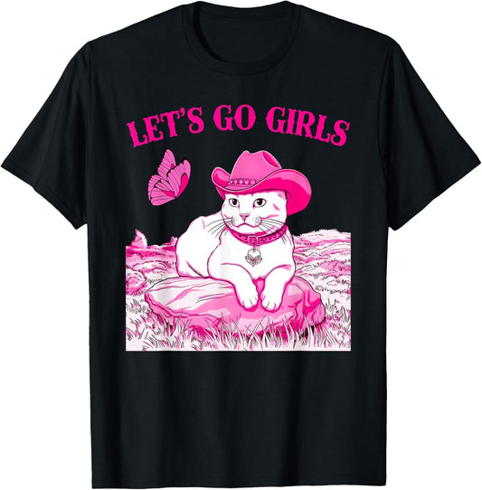 Let's Go Girls Western Rodeo Cowgirl Cat Bachelorette Party T-Shirt