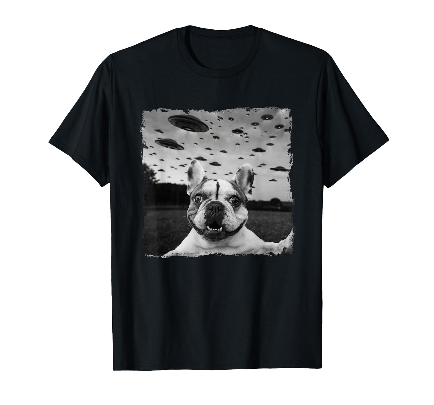 French BullDog Selfie UFO Alien Abduction Halloween Dog T-Shirt