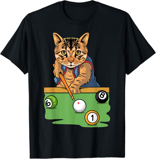 Billiard Pool Player Cat T-Shirt