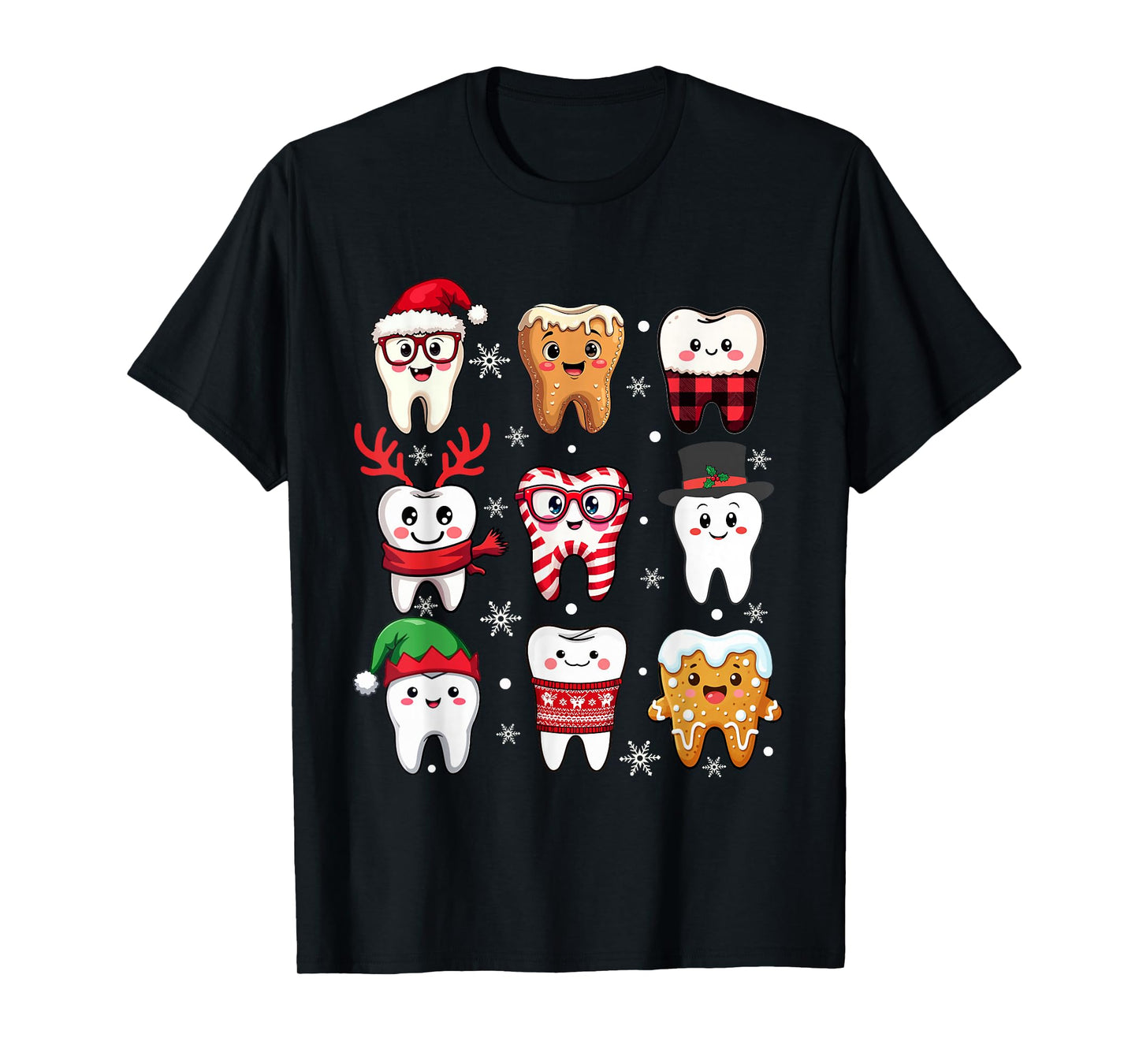 Funny Dental Christmas Cute Teeth Costume Dentist Santa Hat T-Shirt