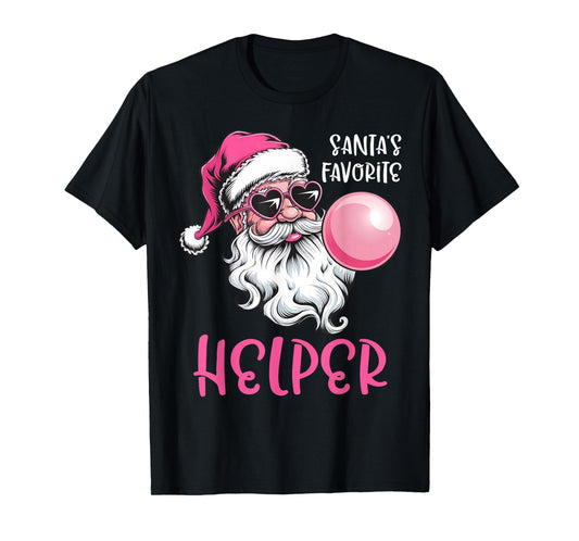Santa's Favorite Helper Christmas Pink Santa Claus Balloon T-Shirt