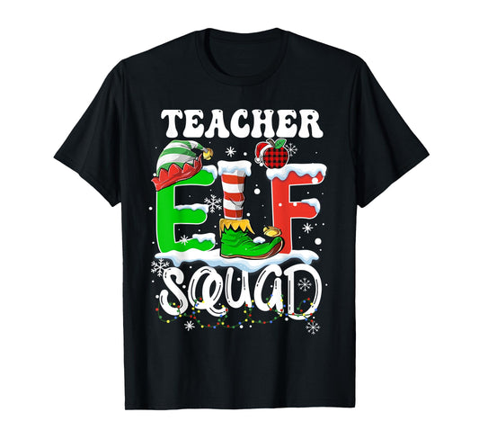 Teacher ELF Squad Funny Christmas ELF Kids Teacher Group T-Shirt