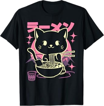 Cat Ramen Japanese Kawaii Anime Funny Gift For Men Women Kid T-Shirt